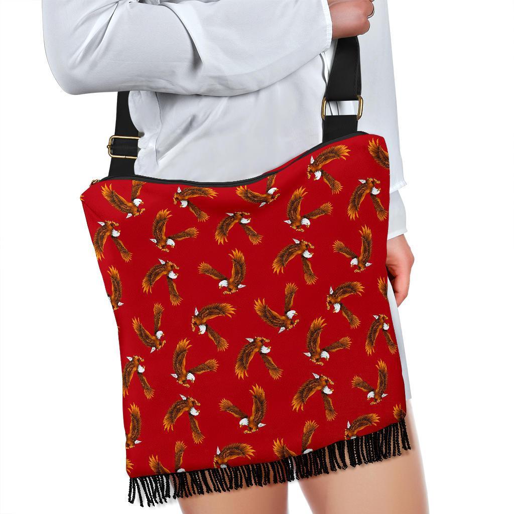 Eagle Red Pattern Print Crossbody bags-grizzshop