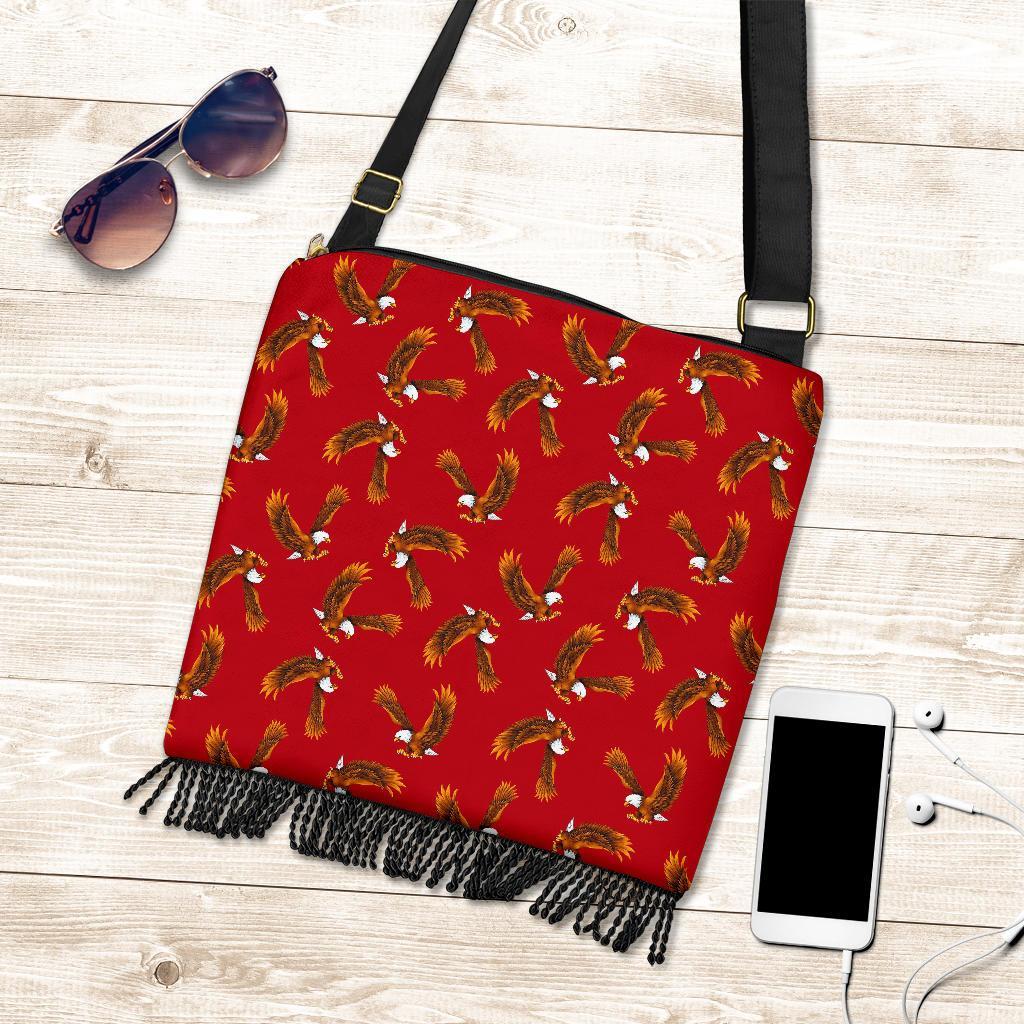 Eagle Red Pattern Print Crossbody bags-grizzshop