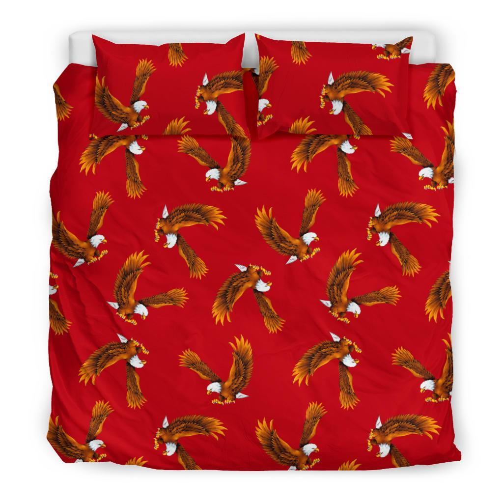 Eagle Red Pattern Print Duvet Cover Bedding Set-grizzshop