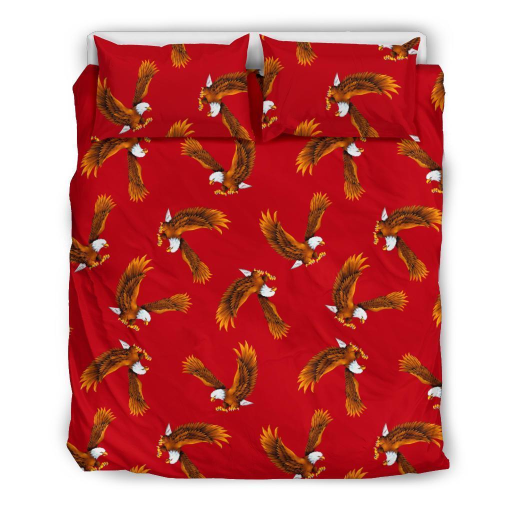 Eagle Red Pattern Print Duvet Cover Bedding Set-grizzshop