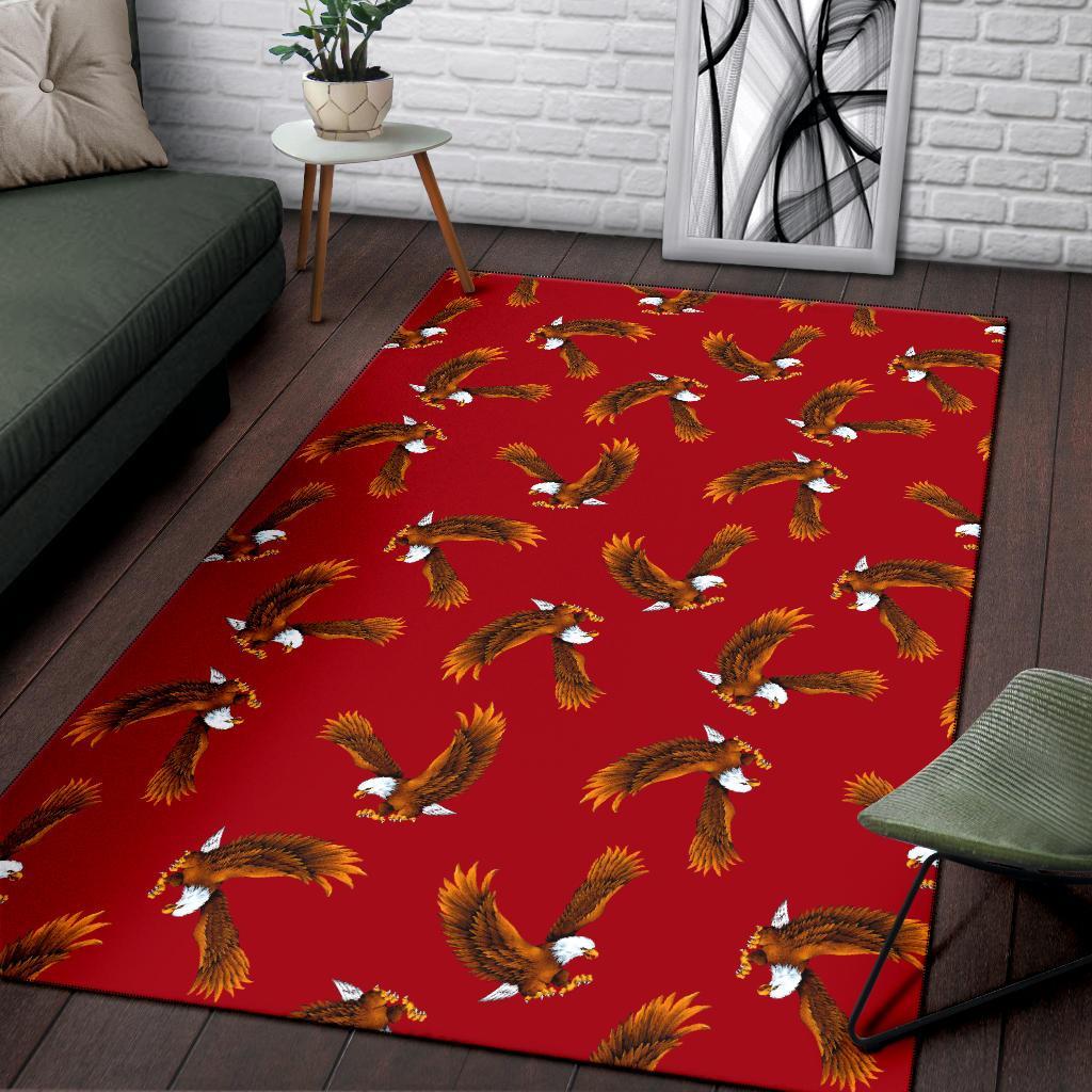 Eagle Red Pattern Print Floor Mat-grizzshop