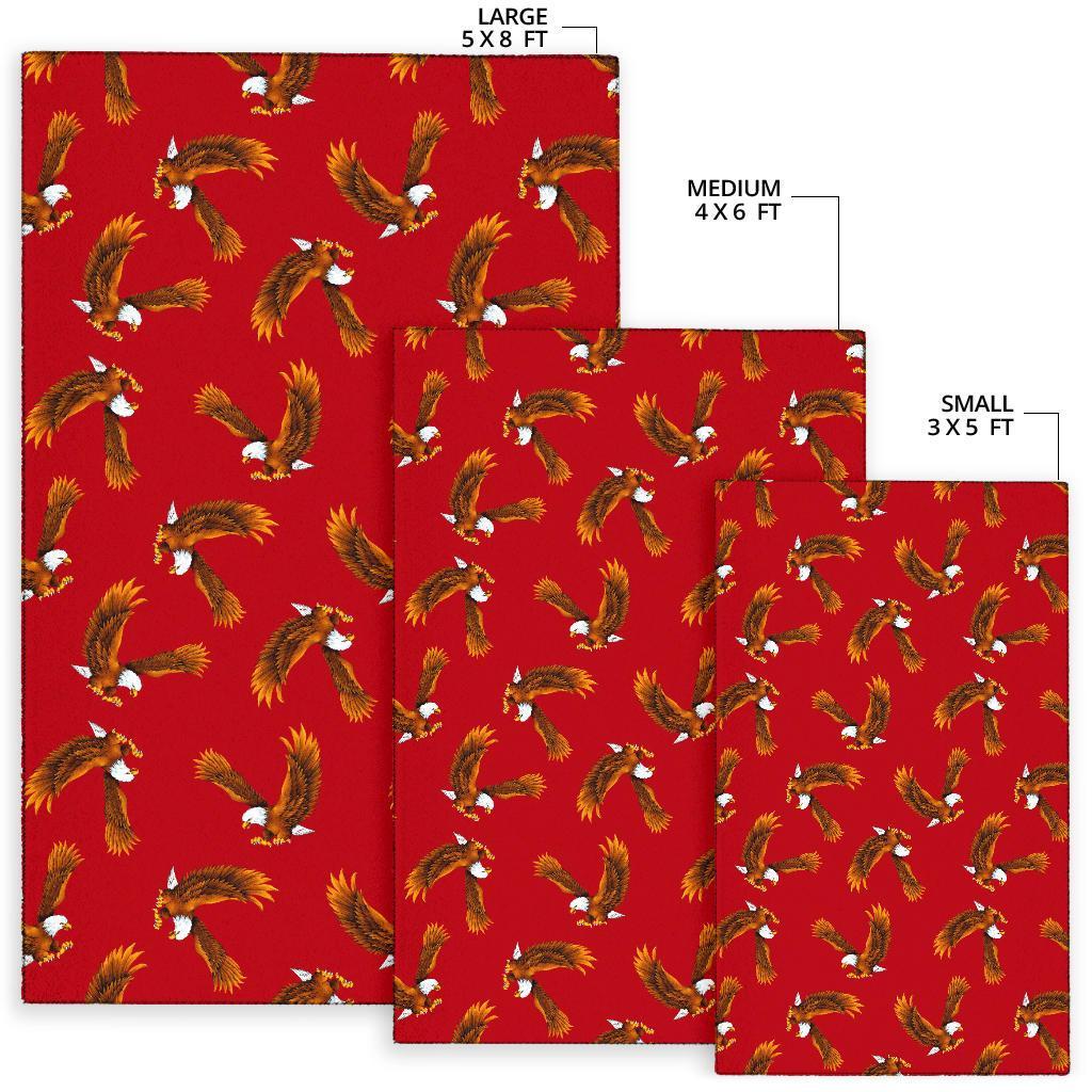 Eagle Red Pattern Print Floor Mat-grizzshop