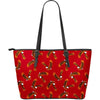 Eagle Red Pattern Print Leather Tote Bag-grizzshop