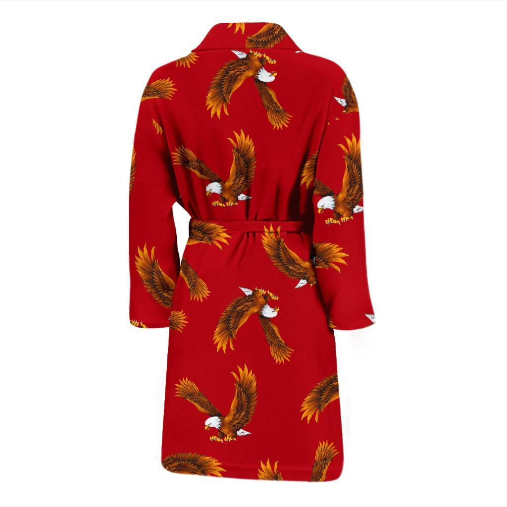 Eagle Red Pattern Print Men Long Robe-grizzshop