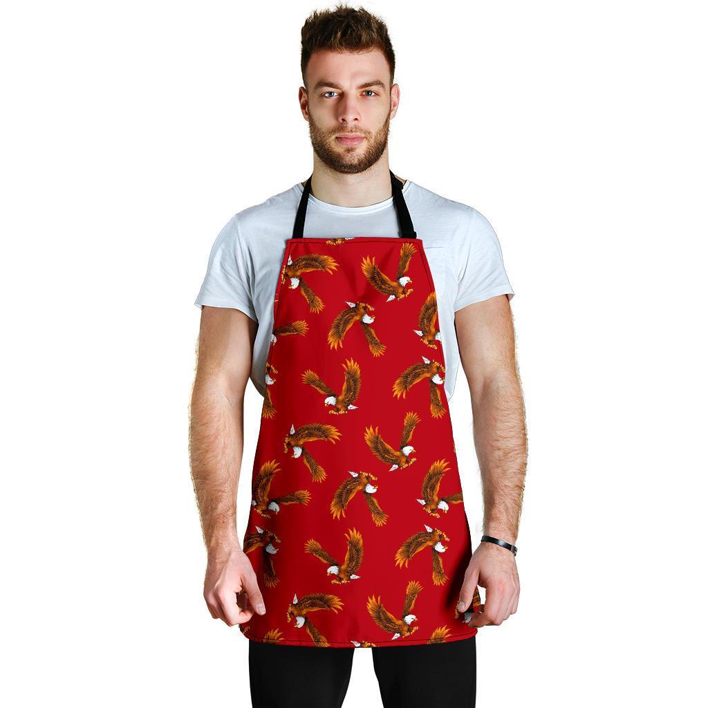 Eagle Red Pattern Print Men's Apron-grizzshop