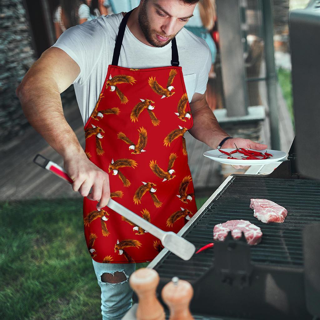 Eagle Red Pattern Print Men's Apron-grizzshop