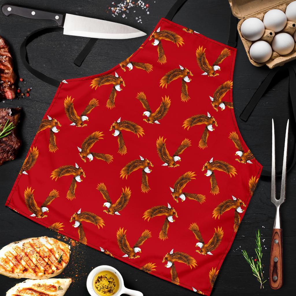 Eagle Red Pattern Print Men's Apron-grizzshop