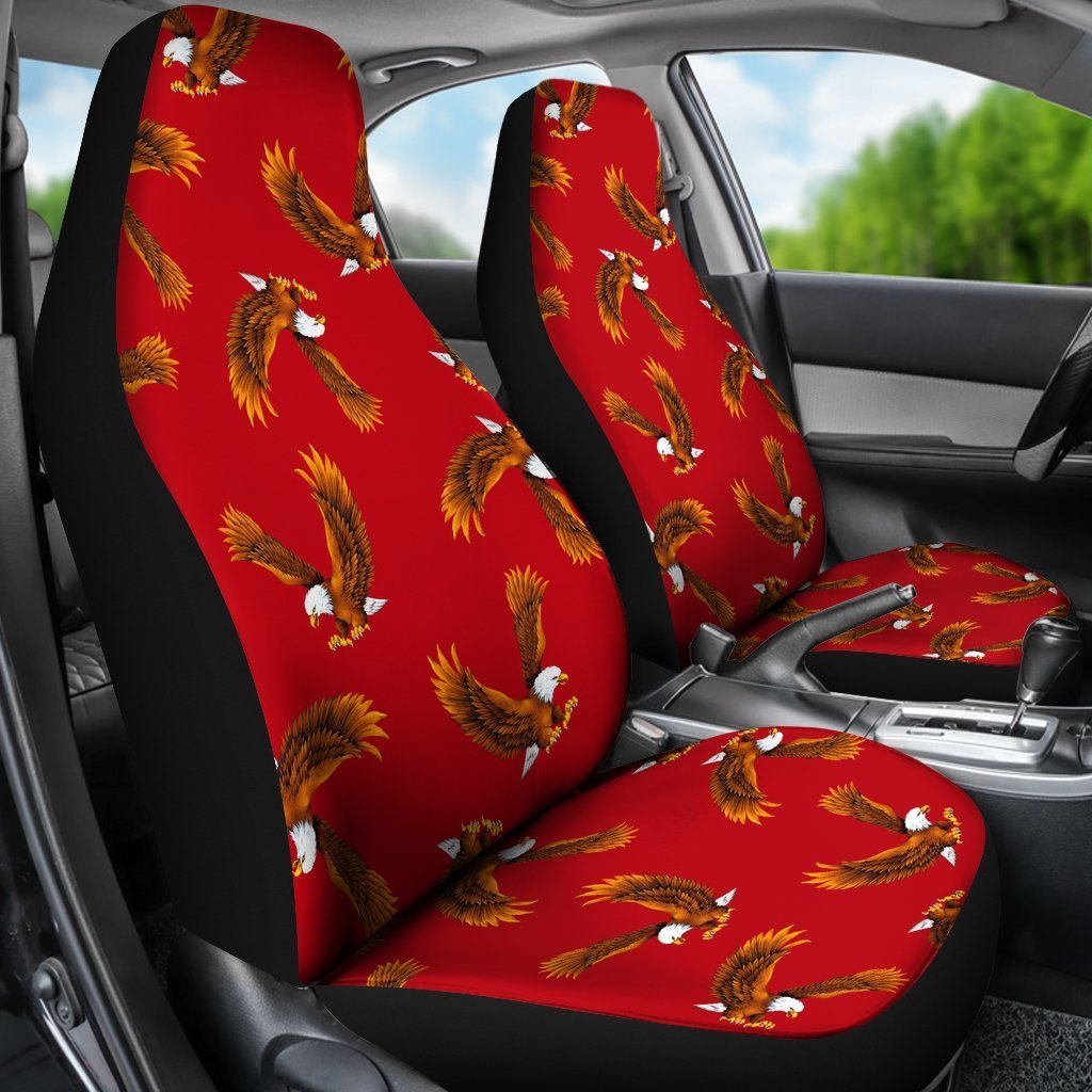 Eagle Red Pattern Print Universal Car Seat Cover-grizzshop