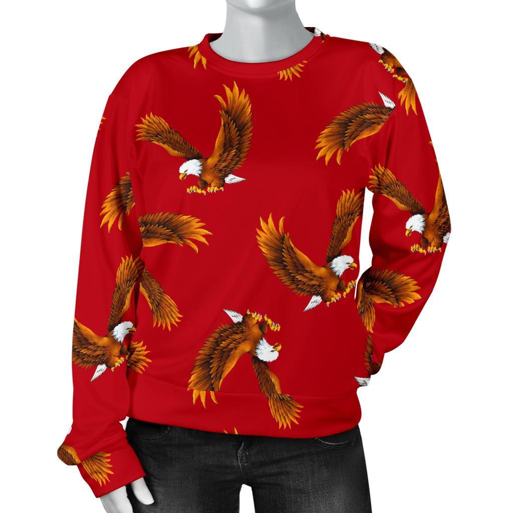 Eagle Red Pattern Print Women's Sweatshirt-grizzshop