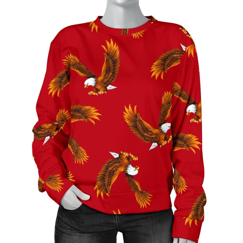 Eagle Red Pattern Print Women's Sweatshirt-grizzshop