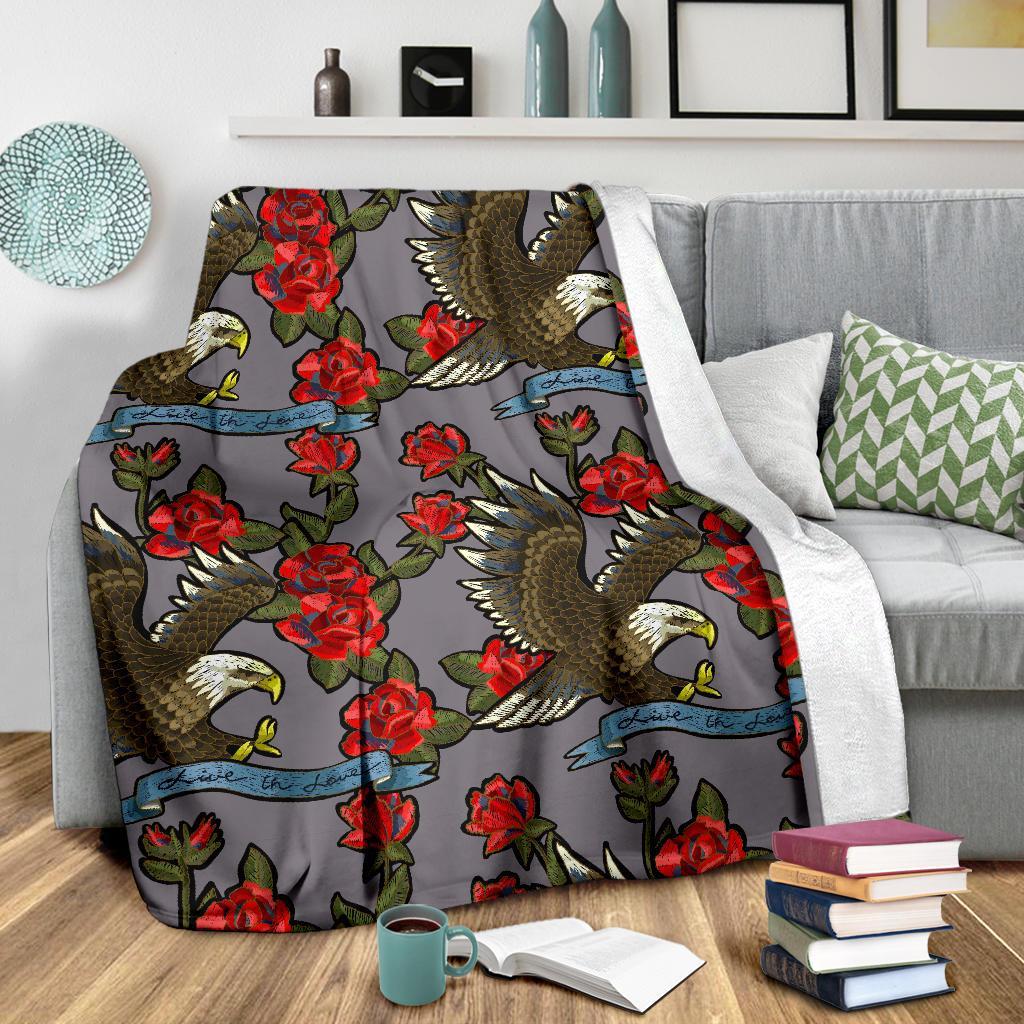 Eagle Rose Pattern Print Blanket-grizzshop