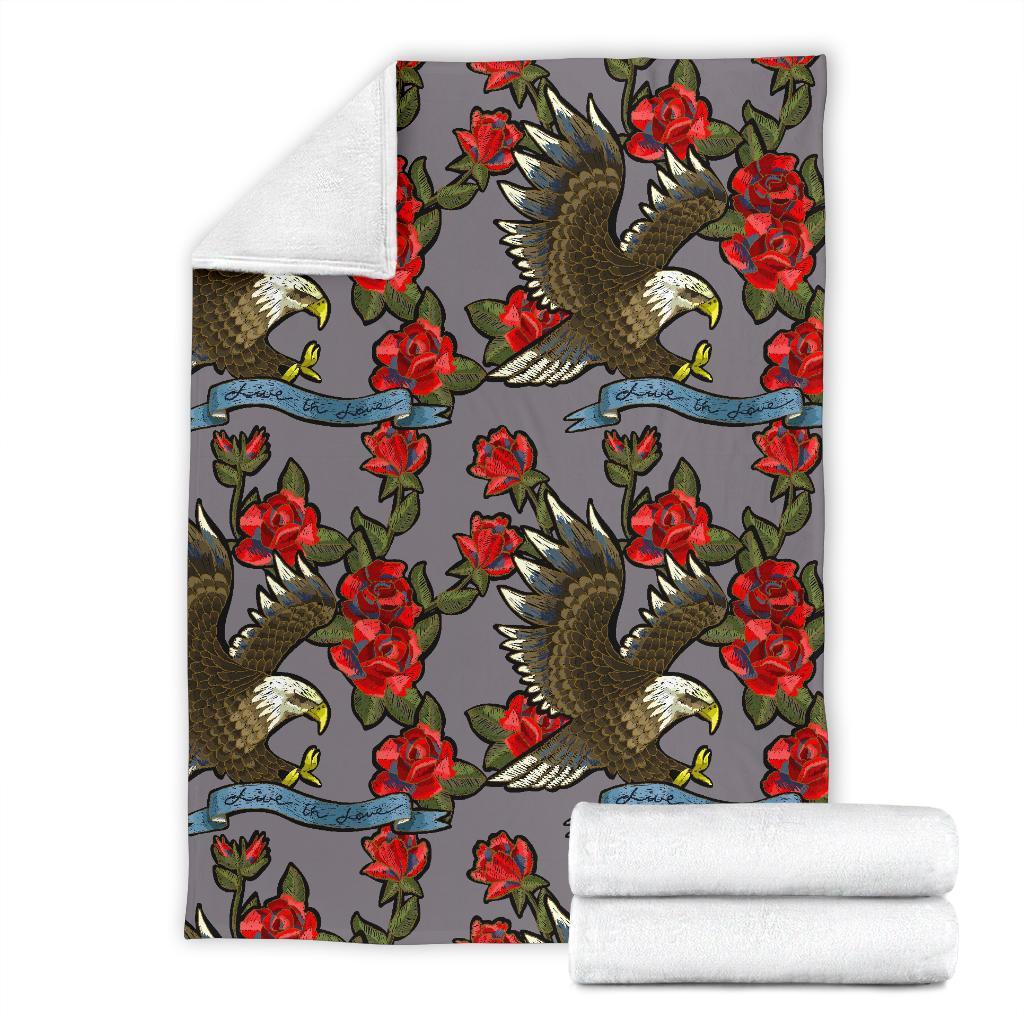 Eagle Rose Pattern Print Blanket-grizzshop