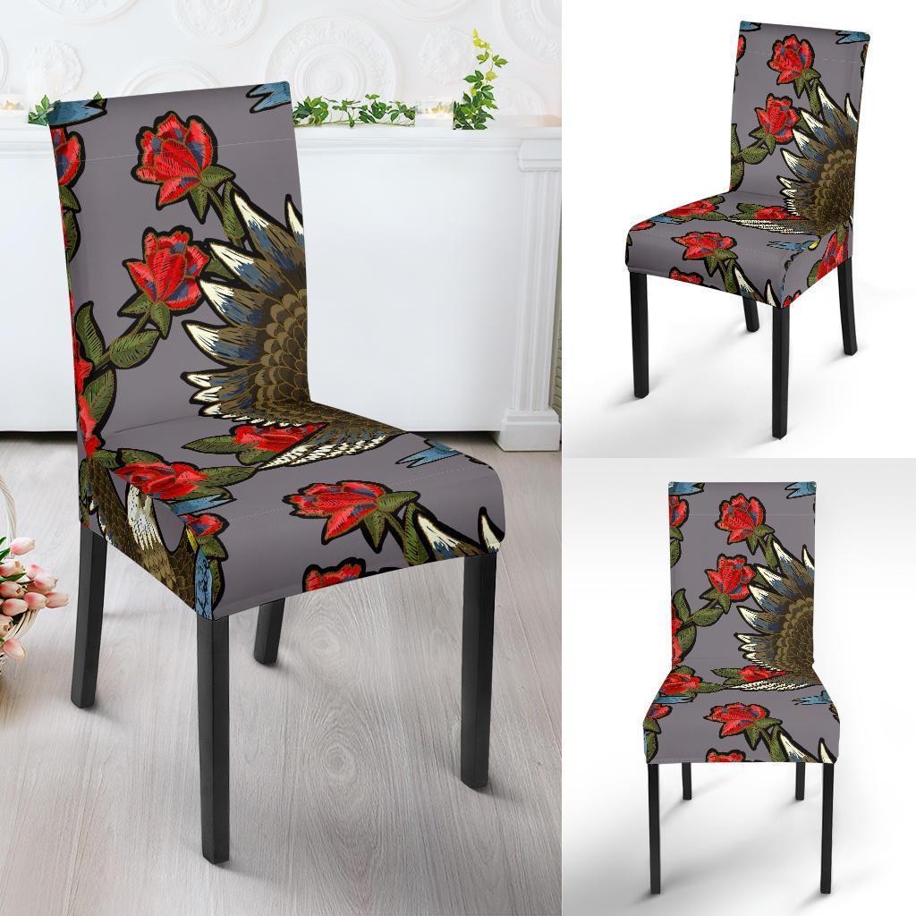 Eagle Rose Pattern Print Chair Cover-grizzshop