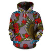 Eagle Rose Pattern Print Men Women Pullover Hoodie-grizzshop