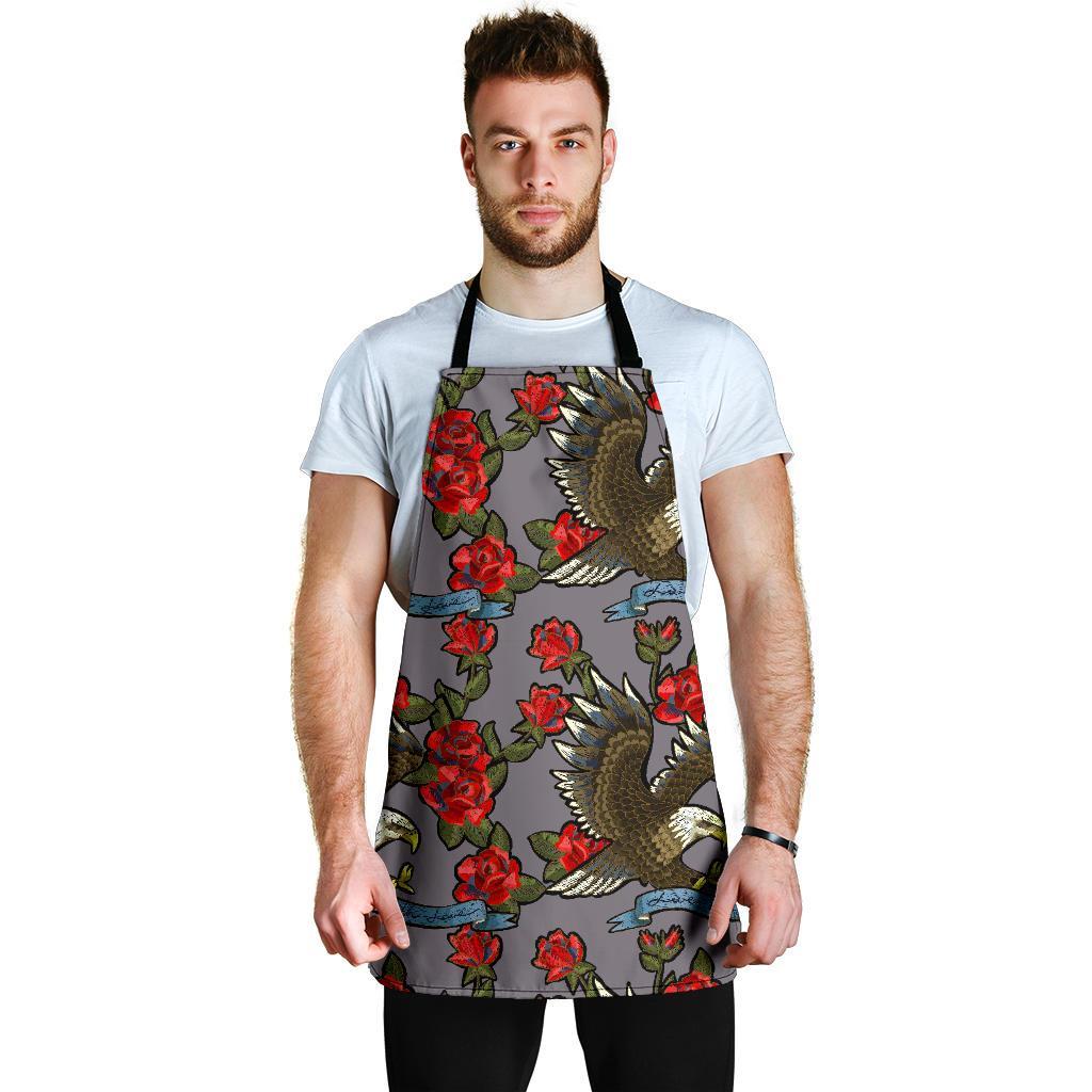 Eagle Rose Pattern Print Men's Apron-grizzshop