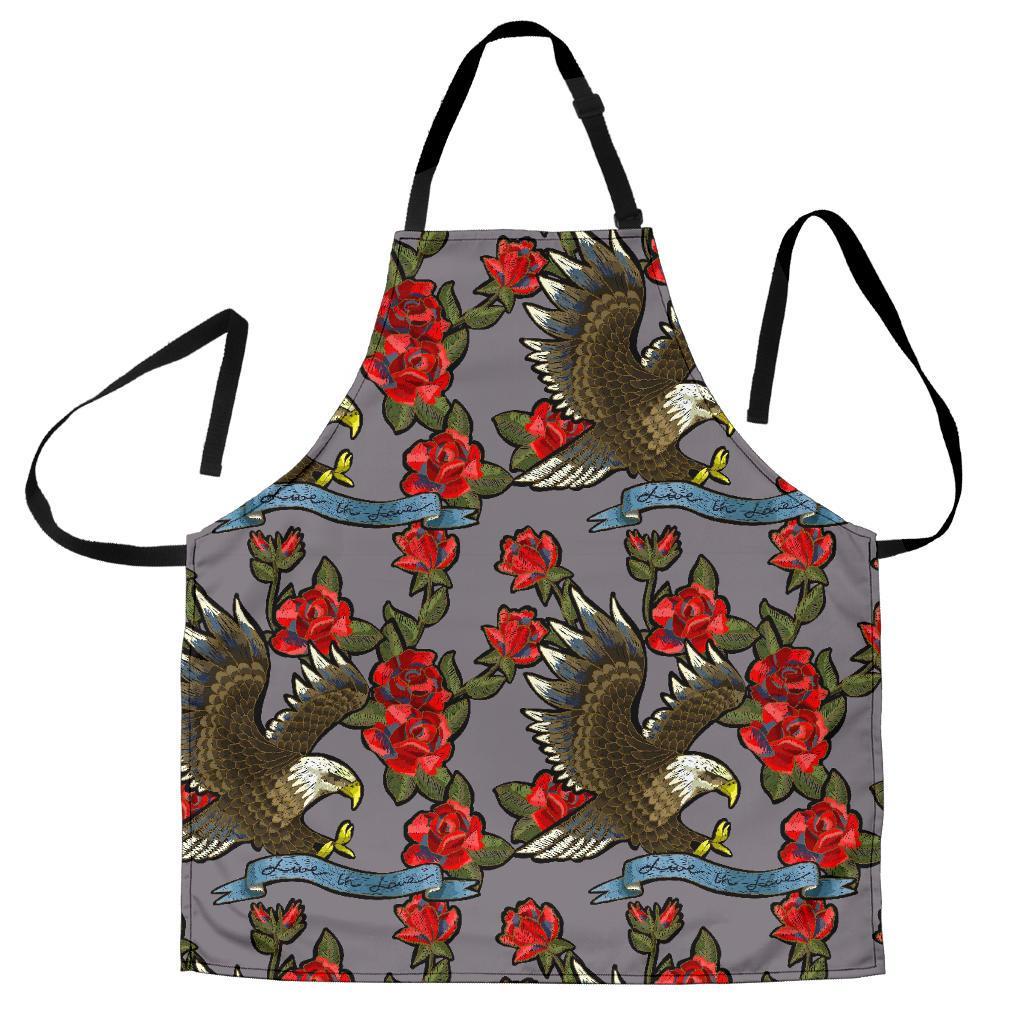 Eagle Rose Pattern Print Men's Apron-grizzshop