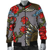 Eagle Rose Pattern Print Men's Bomber Jacket-grizzshop