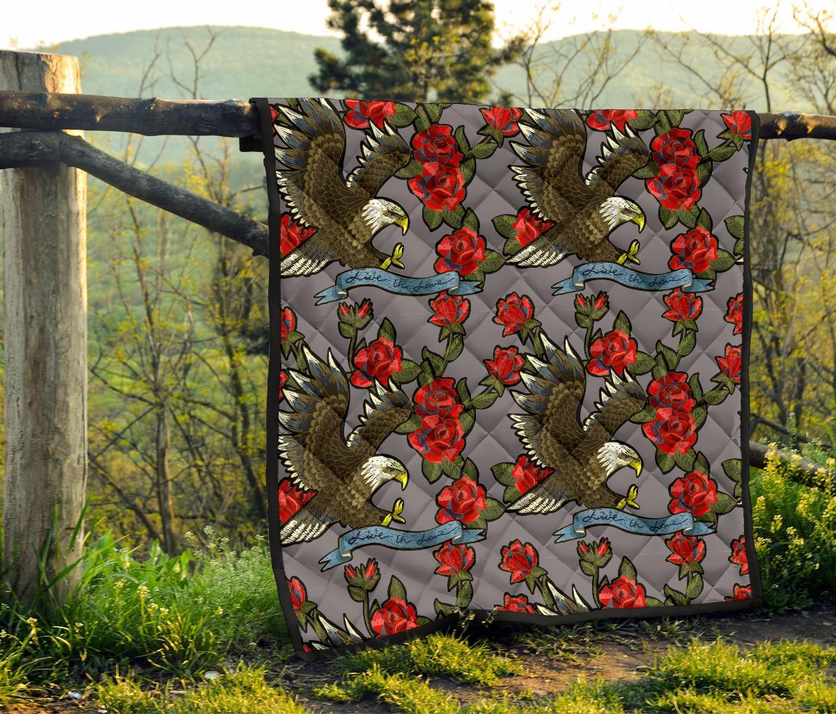 Eagle Rose Pattern Print Quilt-grizzshop