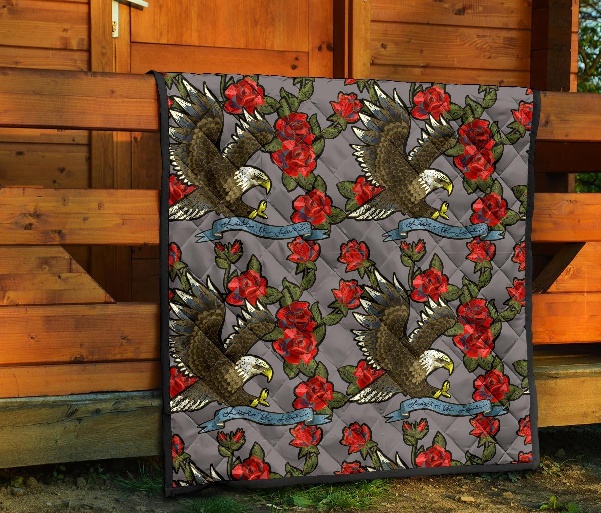 Eagle Rose Pattern Print Quilt-grizzshop