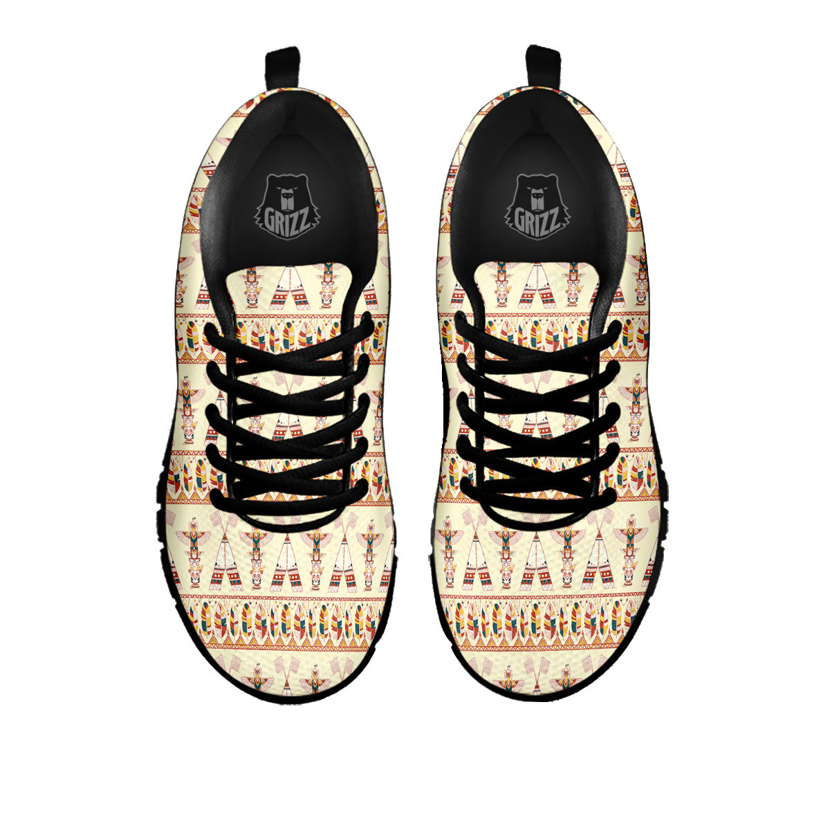 Eagle Totem Native American Print Black Sneaker-grizzshop