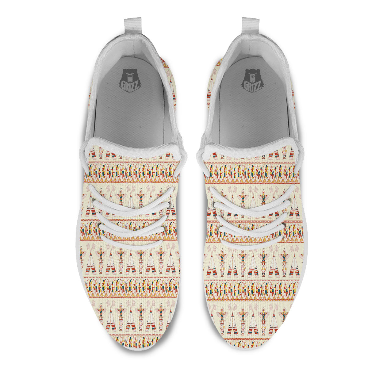 Eagle Totem Native American Print White Athletic Shoes-grizzshop