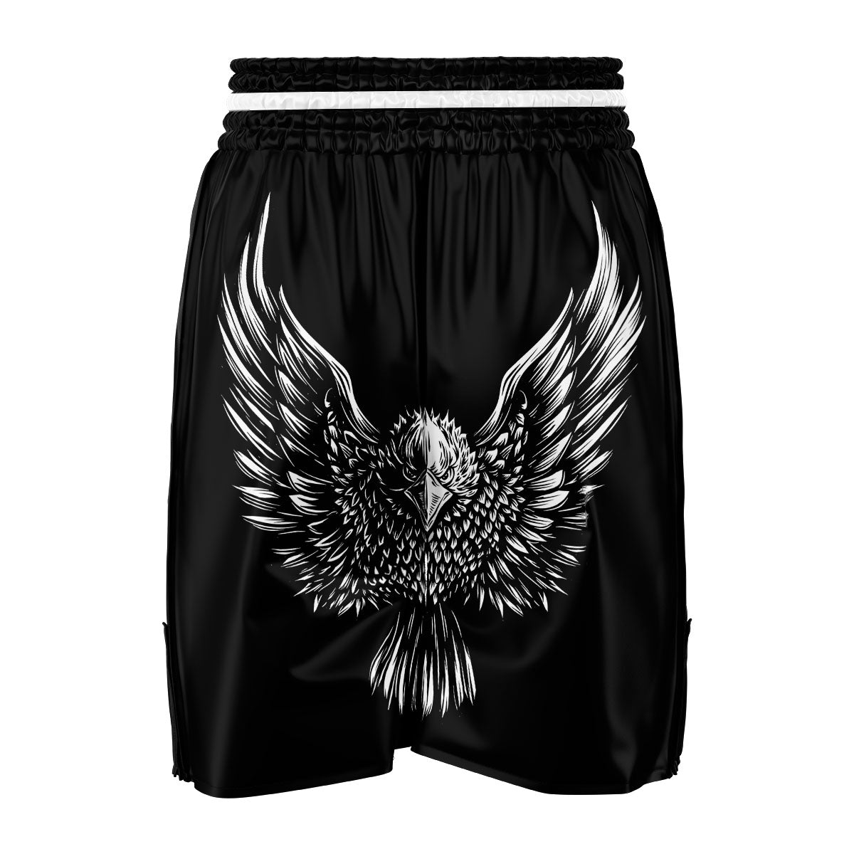 Eagle White And Black Print Boxing Shorts-grizzshop