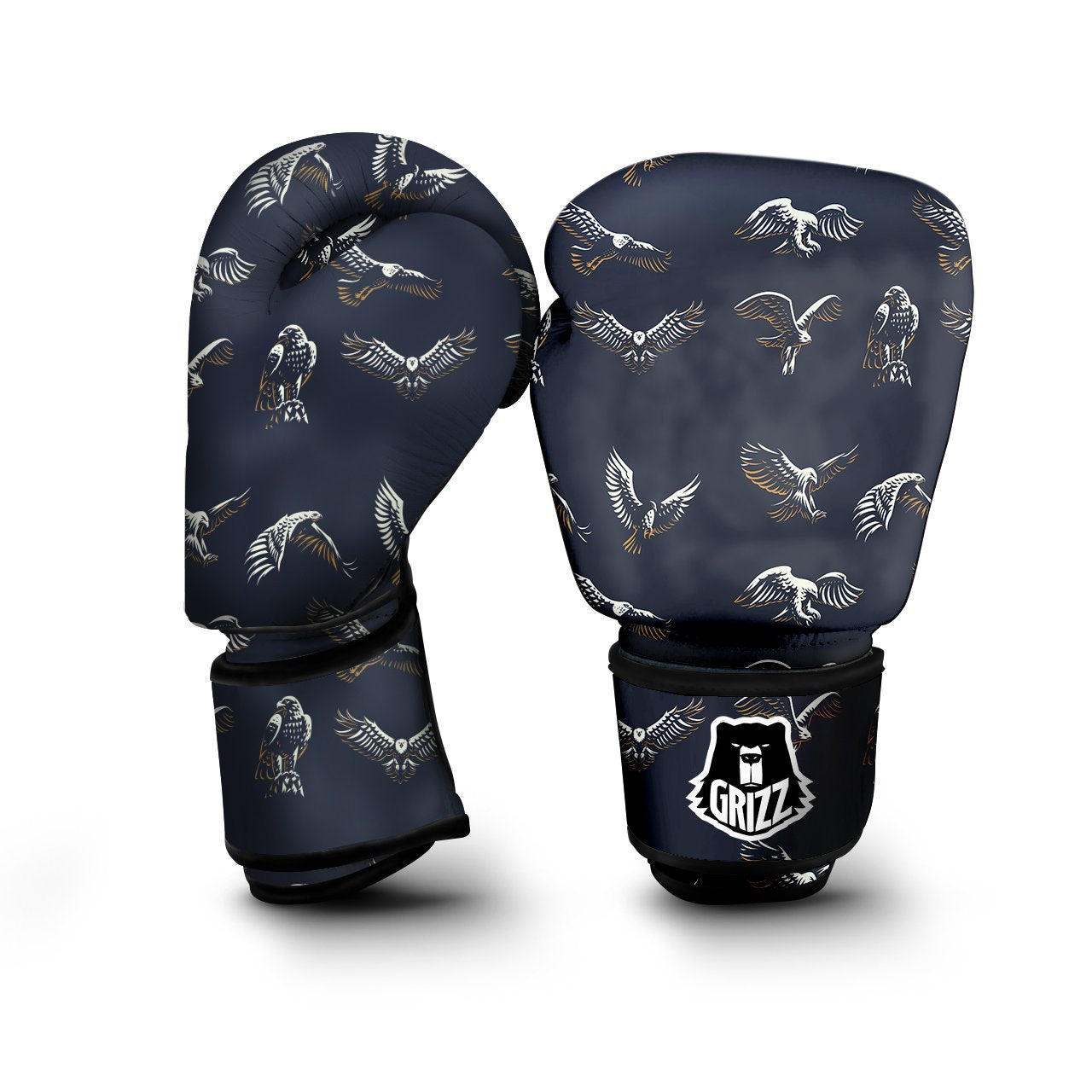 Eagle Brown And White Print Pattern Boxing Gloves-grizzshop