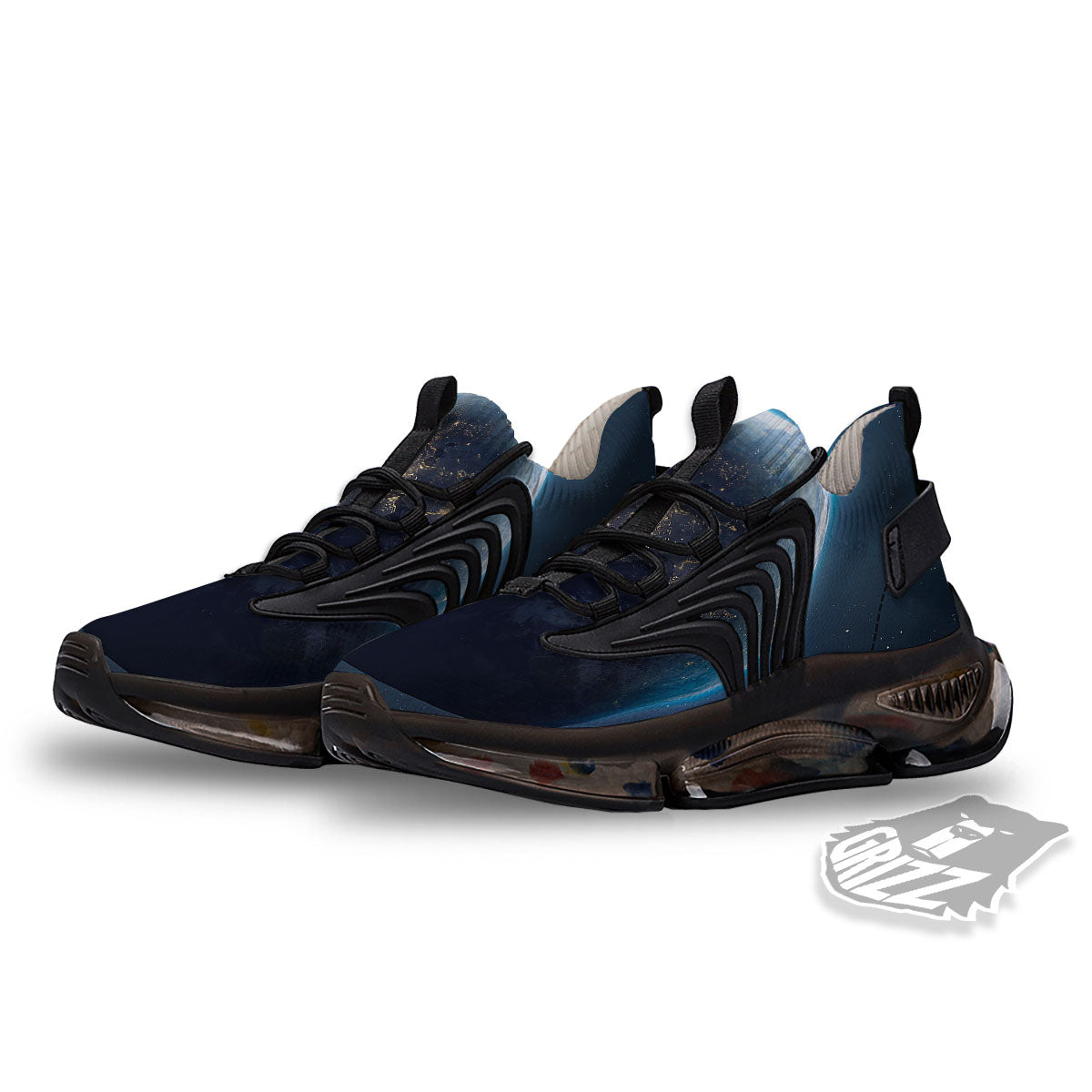 Earth And Space Print Black Gym Shoes-grizzshop