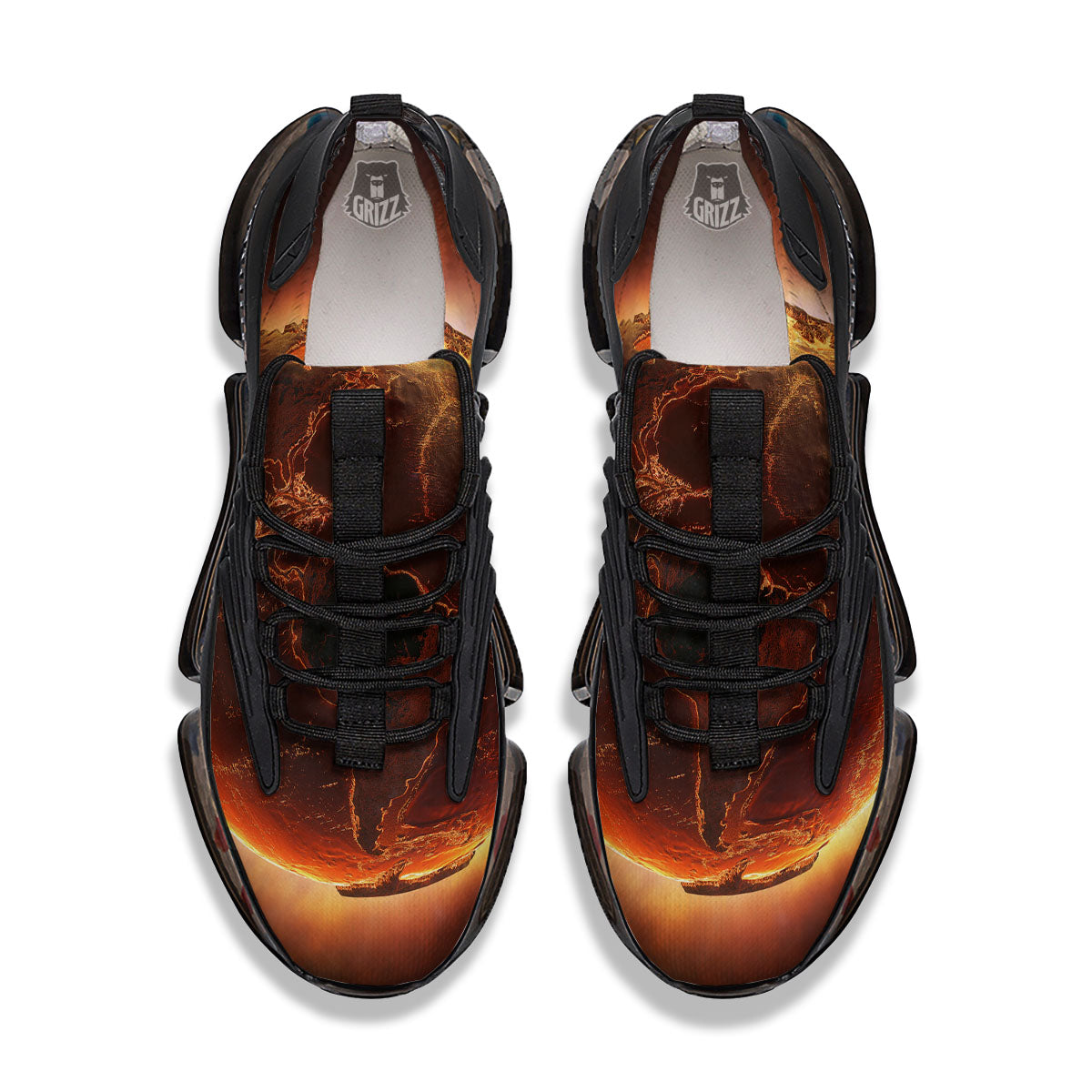 Earth Burning Print Black Gym Shoes-grizzshop
