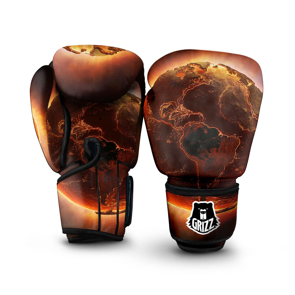Earth Burning Print Boxing Gloves-grizzshop