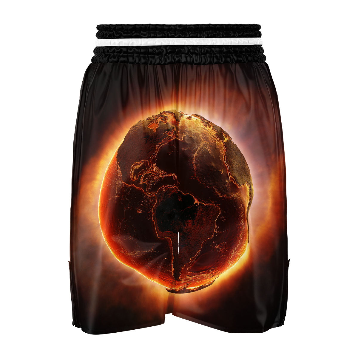 Earth Burning Print Boxing Shorts-grizzshop
