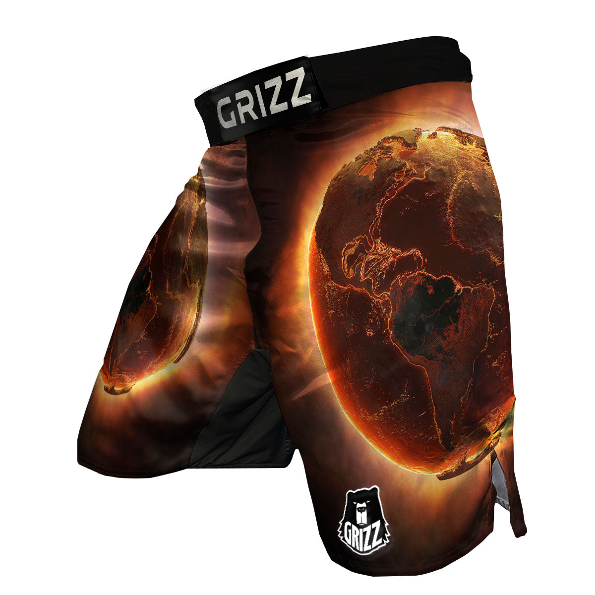 Earth Burning Print MMA Shorts-grizzshop