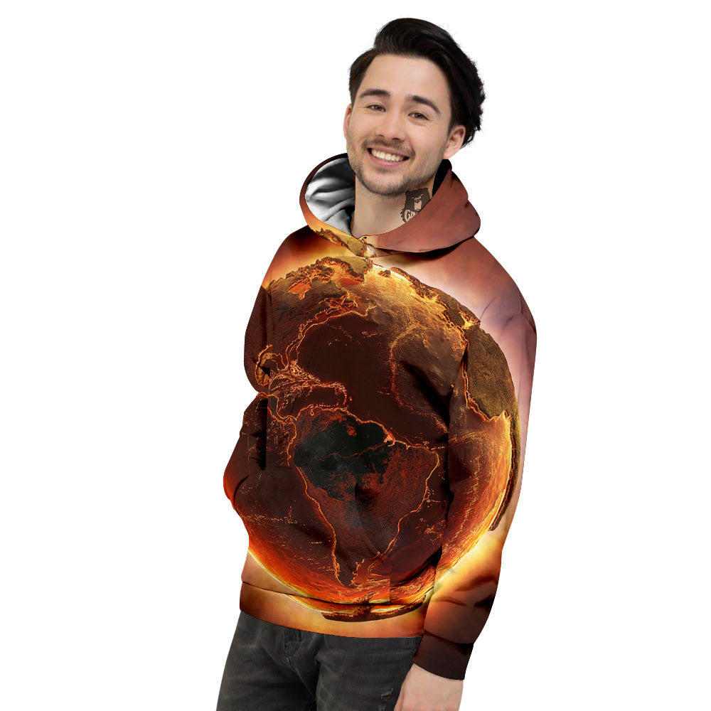 Earth Burning Print Men's Hoodie-grizzshop