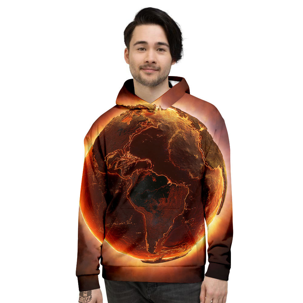 Earth Burning Print Men's Hoodie-grizzshop