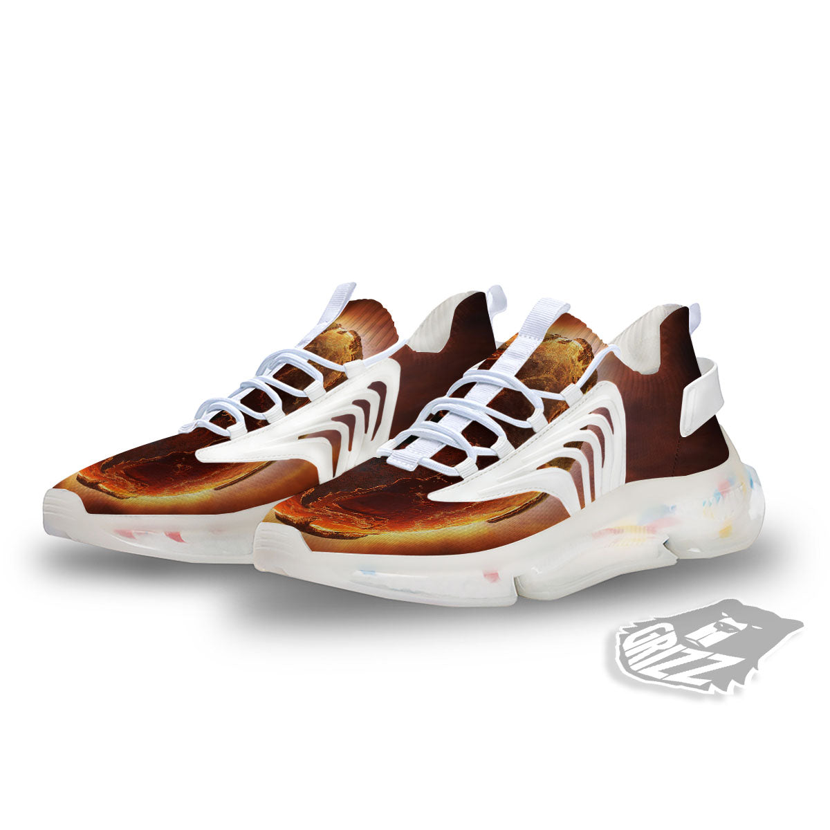 Earth Burning Print White Gym Shoes-grizzshop