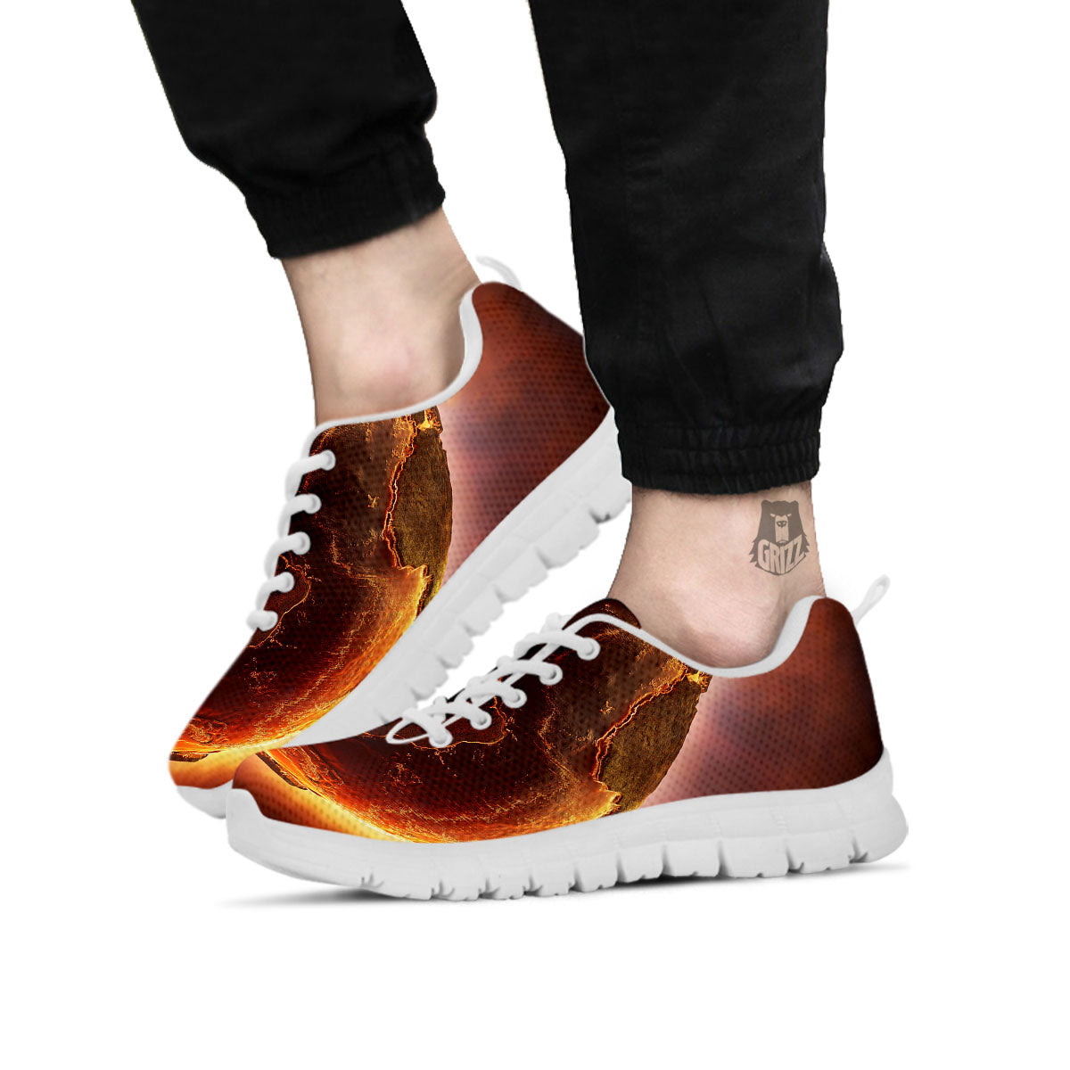 Earth Burning Print White Sneaker-grizzshop