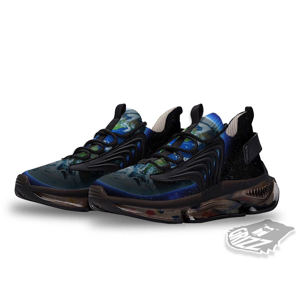 Earth Sunrise Print Black Gym Shoes-grizzshop