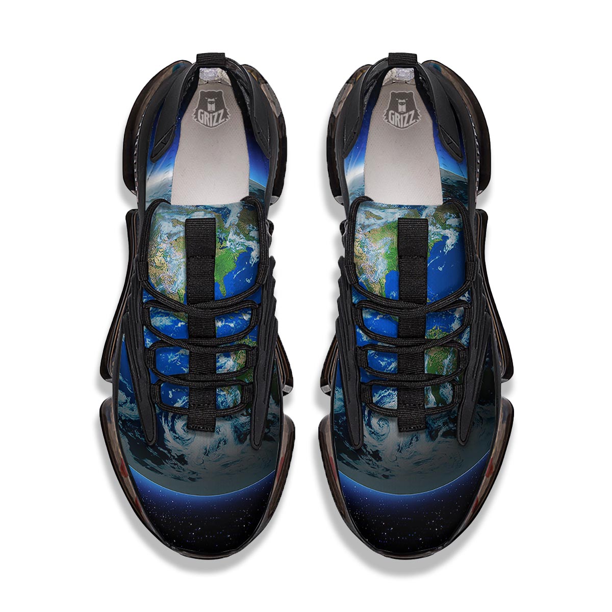 Earth Sunrise Print Black Gym Shoes-grizzshop