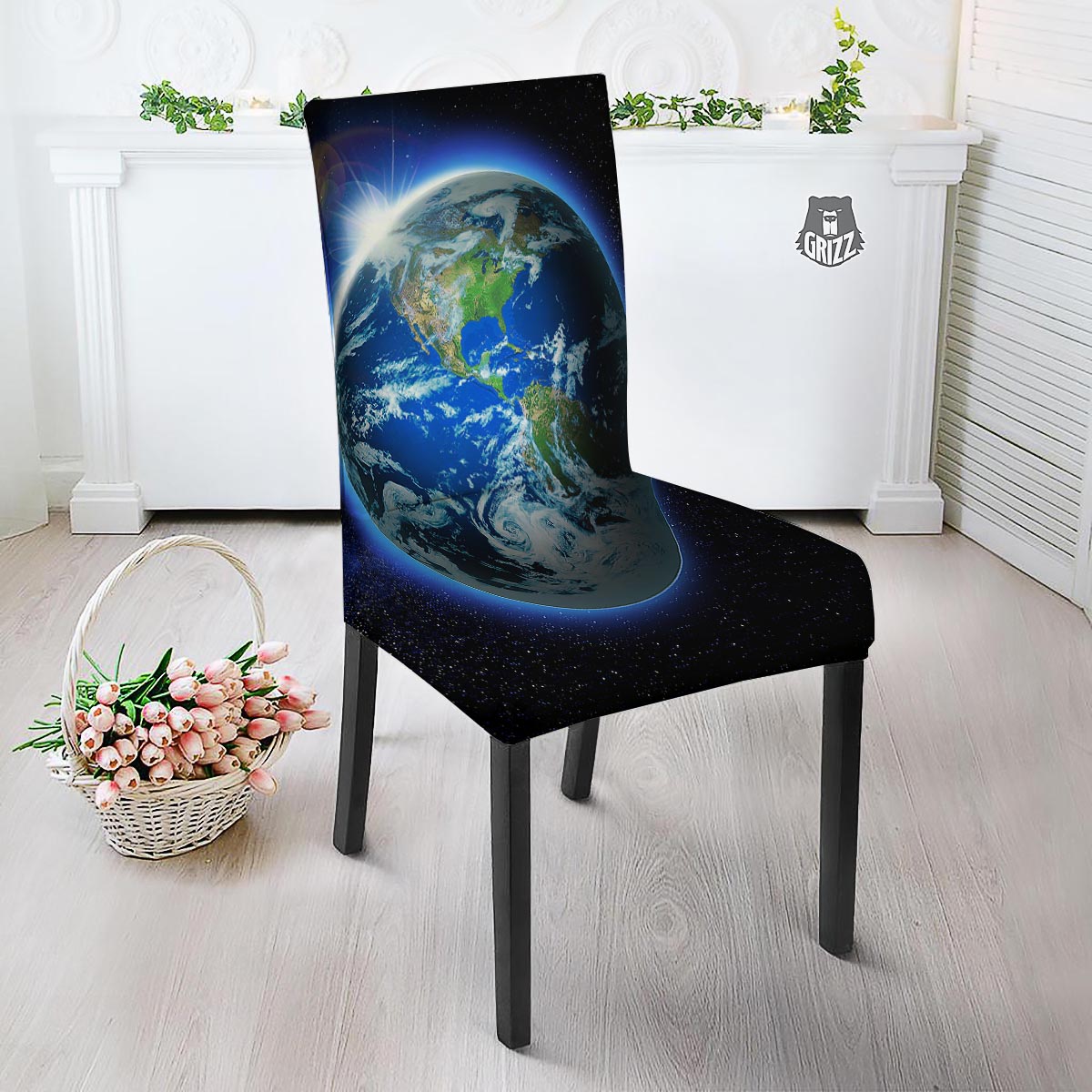 Earth Sunrise Print Dining Chair Slipcover-grizzshop