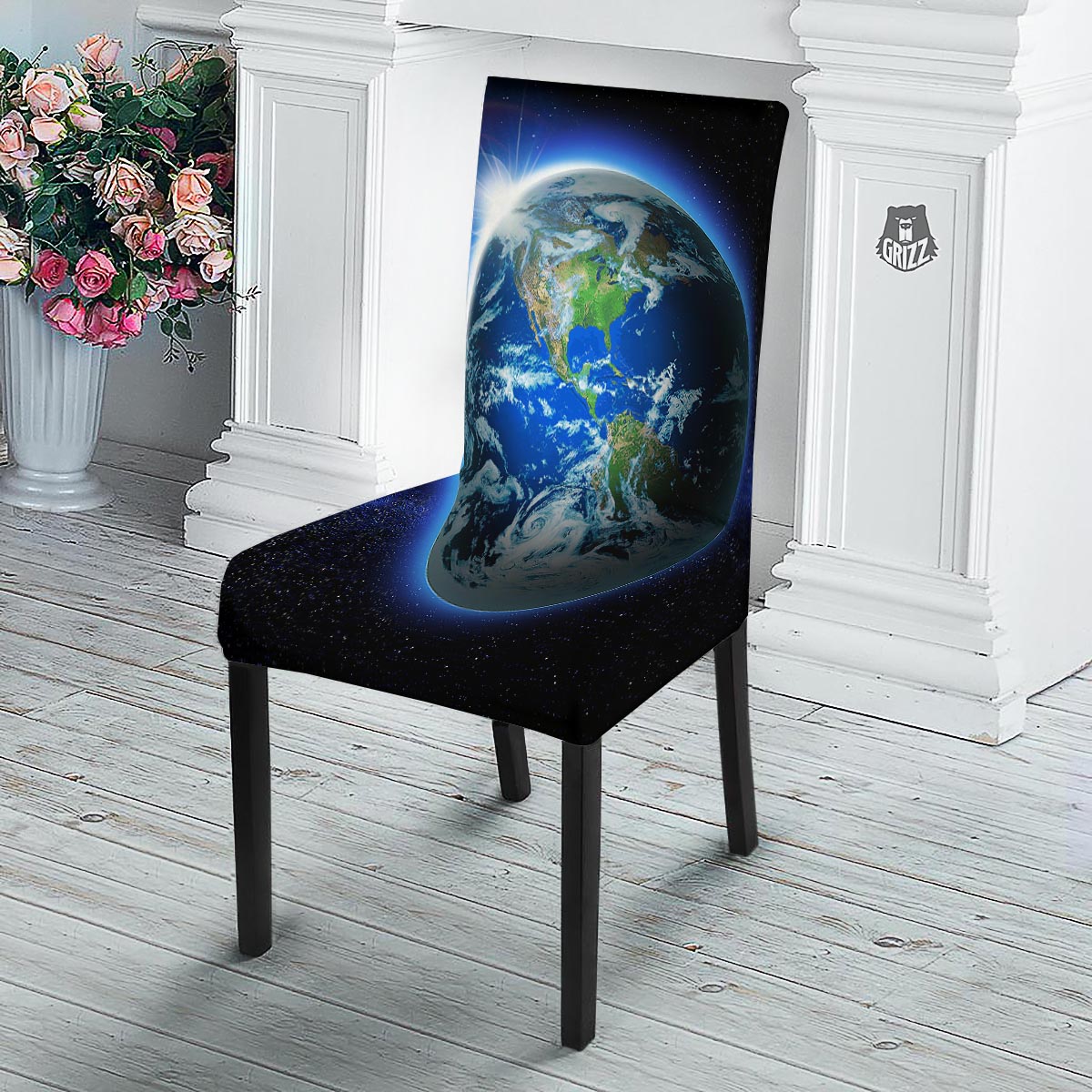 Earth Sunrise Print Dining Chair Slipcover-grizzshop