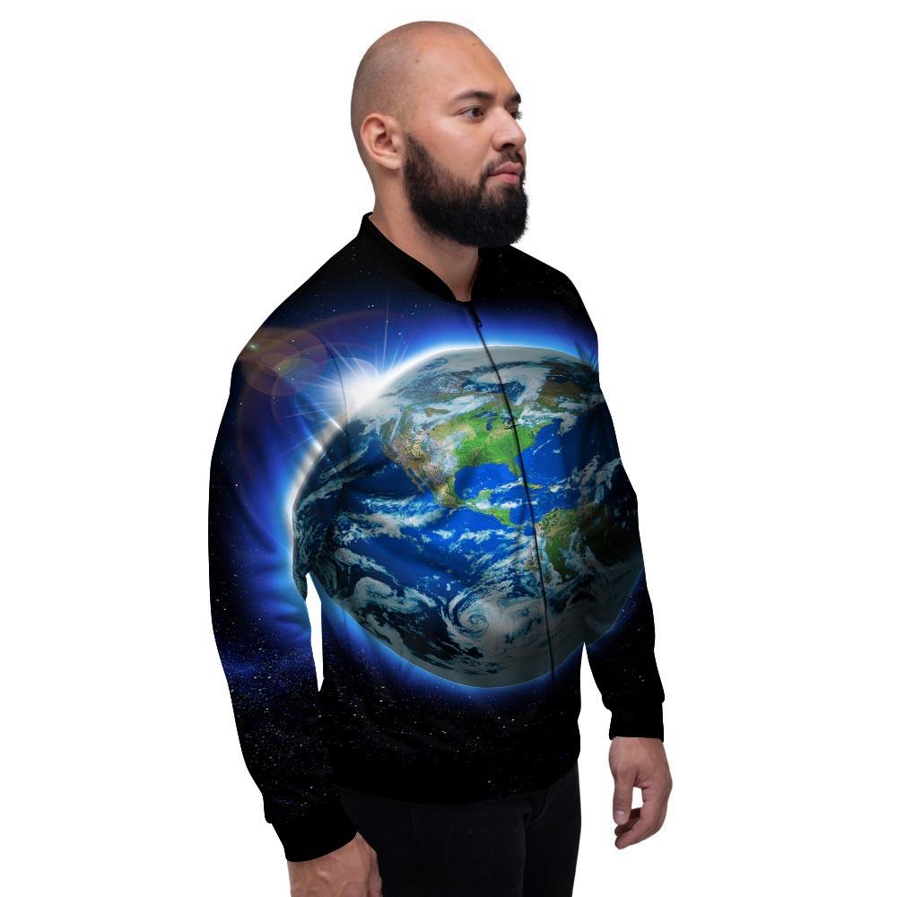 Earth Sunrise Print Men's Bomber Jacket-grizzshop