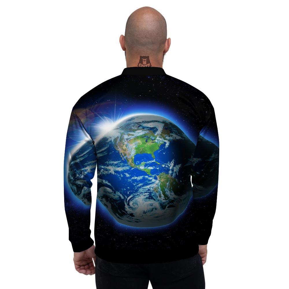 Earth Sunrise Print Men's Bomber Jacket-grizzshop