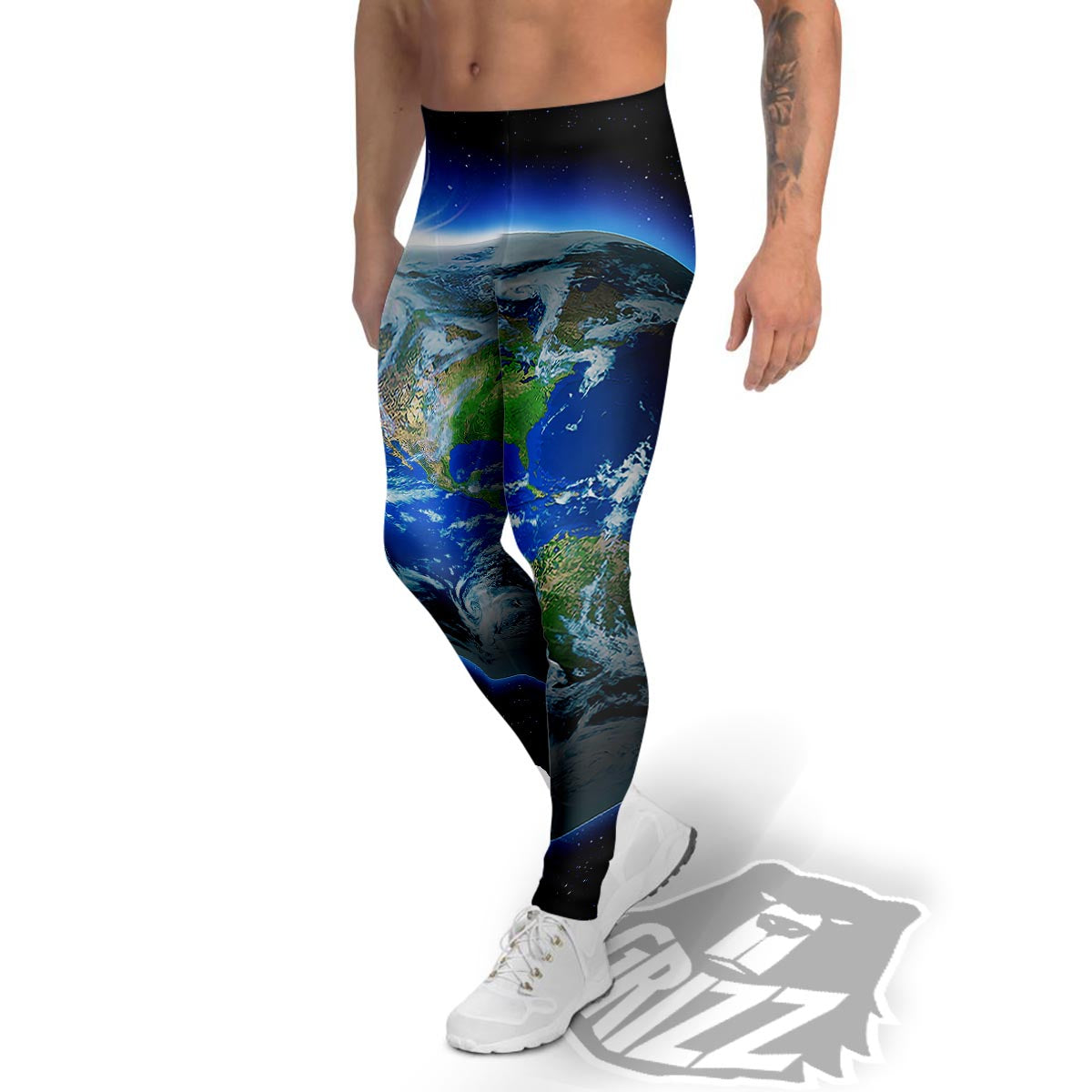 Earth Sunrise Print Men's Leggings-grizzshop