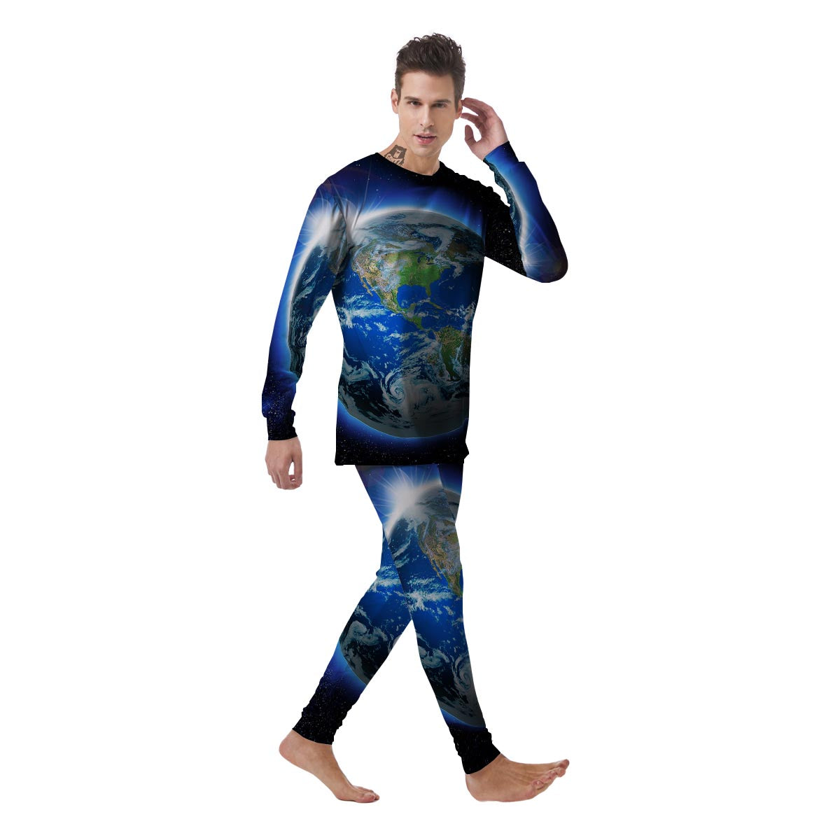 Earth Sunrise Print Men's Pajamas-grizzshop