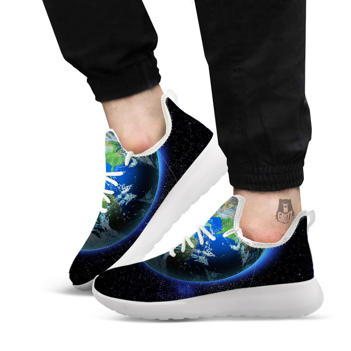 Earth Sunrise Print White Athletic Shoes-grizzshop