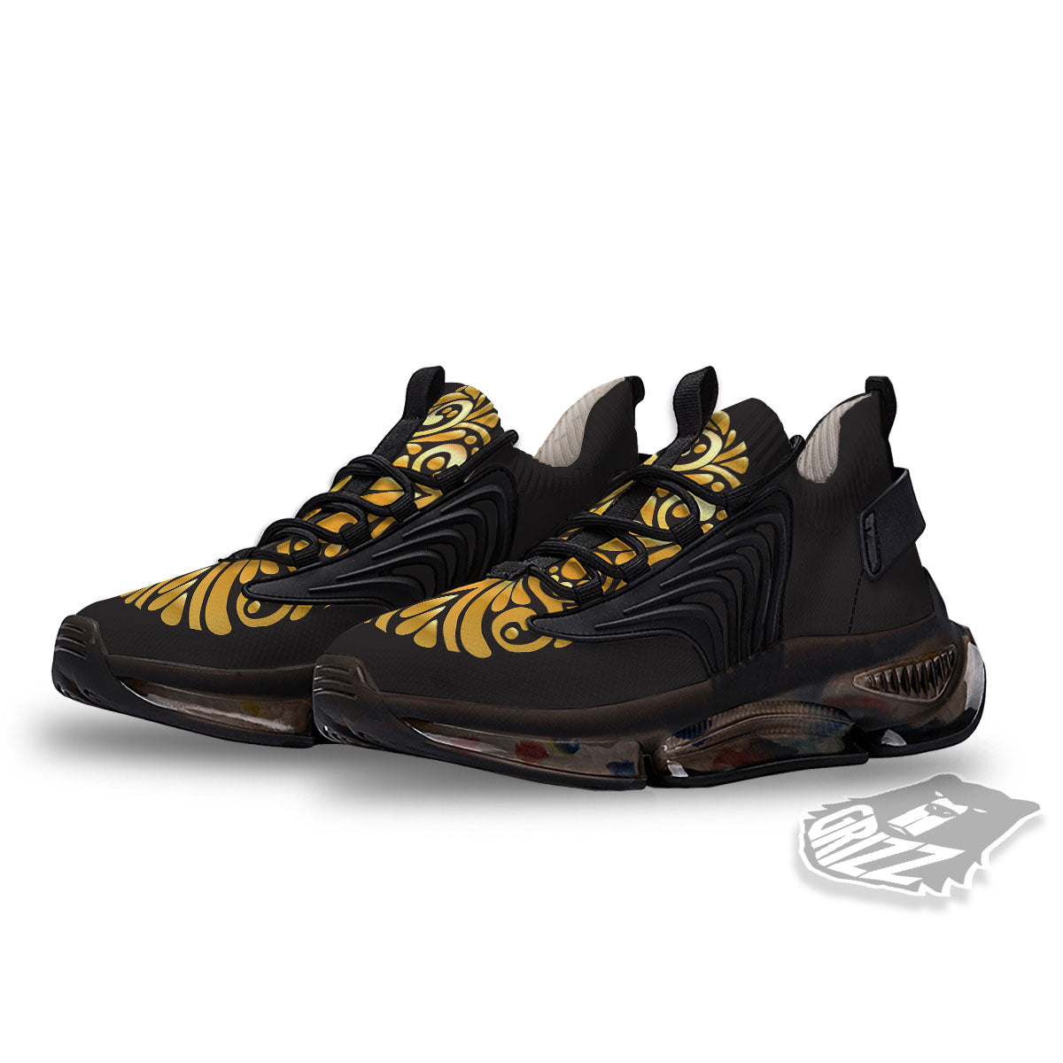 Easter Egg Gold Print Black Gym Shoes-grizzshop