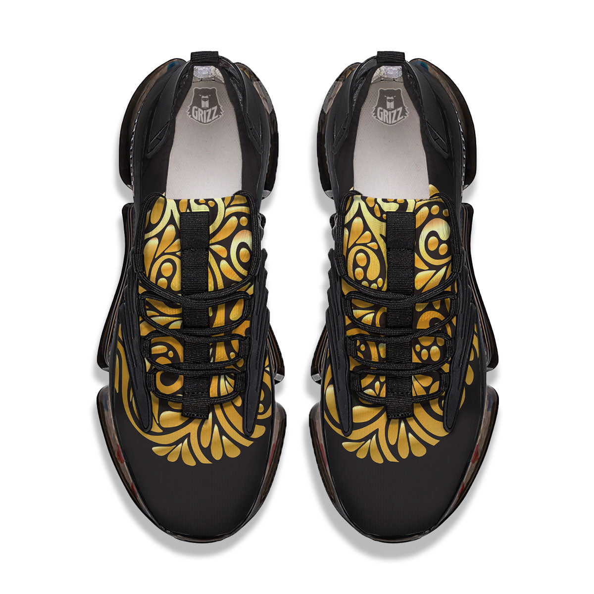 Easter Egg Gold Print Black Gym Shoes-grizzshop