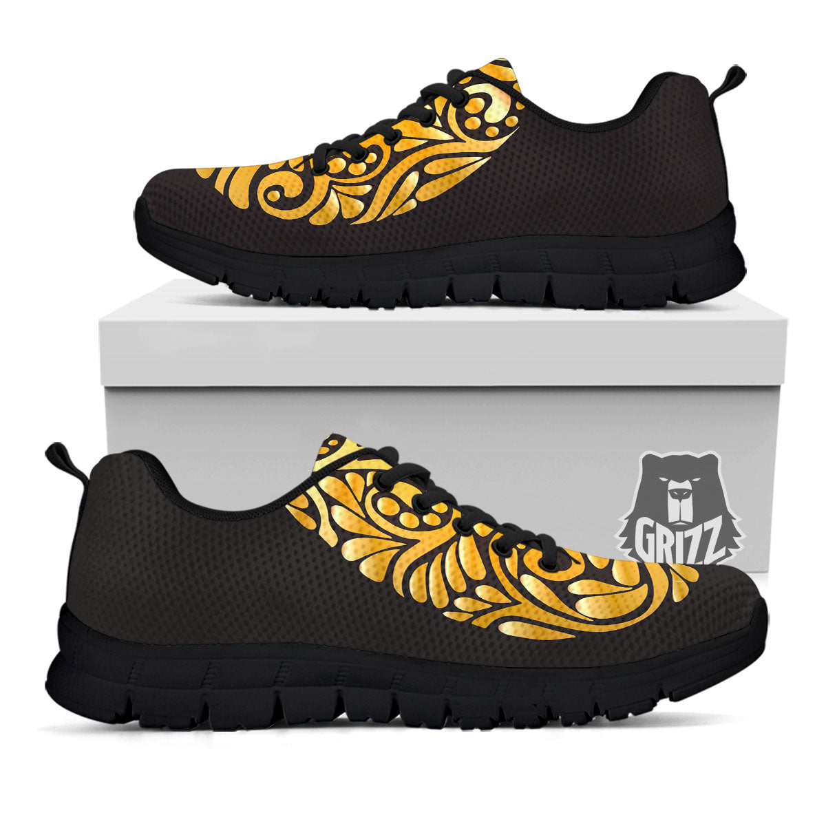 Easter Egg Gold Print Black Sneaker-grizzshop