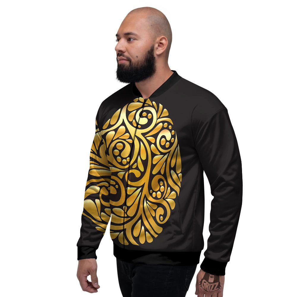 Easter Egg Gold Print Men's Bomber Jacket-grizzshop
