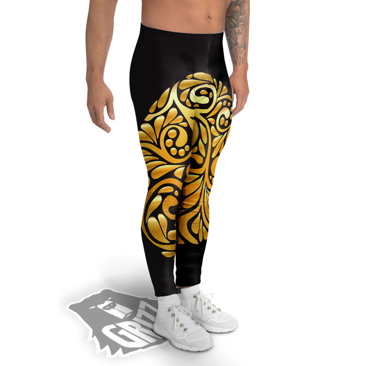 Easter Egg Gold Print Men's Leggings-grizzshop